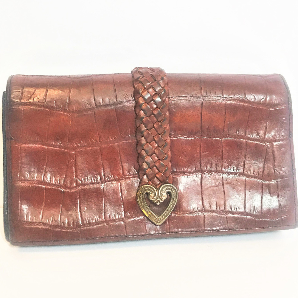 BrightonVintage LARGE Black Croco Kiss-lock Wallet